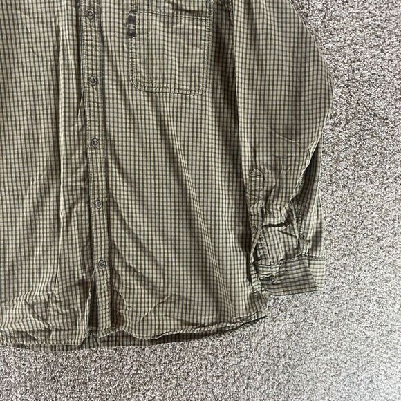 Columbia Shirt Adult Large Gren Tan Plaid Long Sleeve Button Up Hiking Mens Logo - Picture 4 of 10